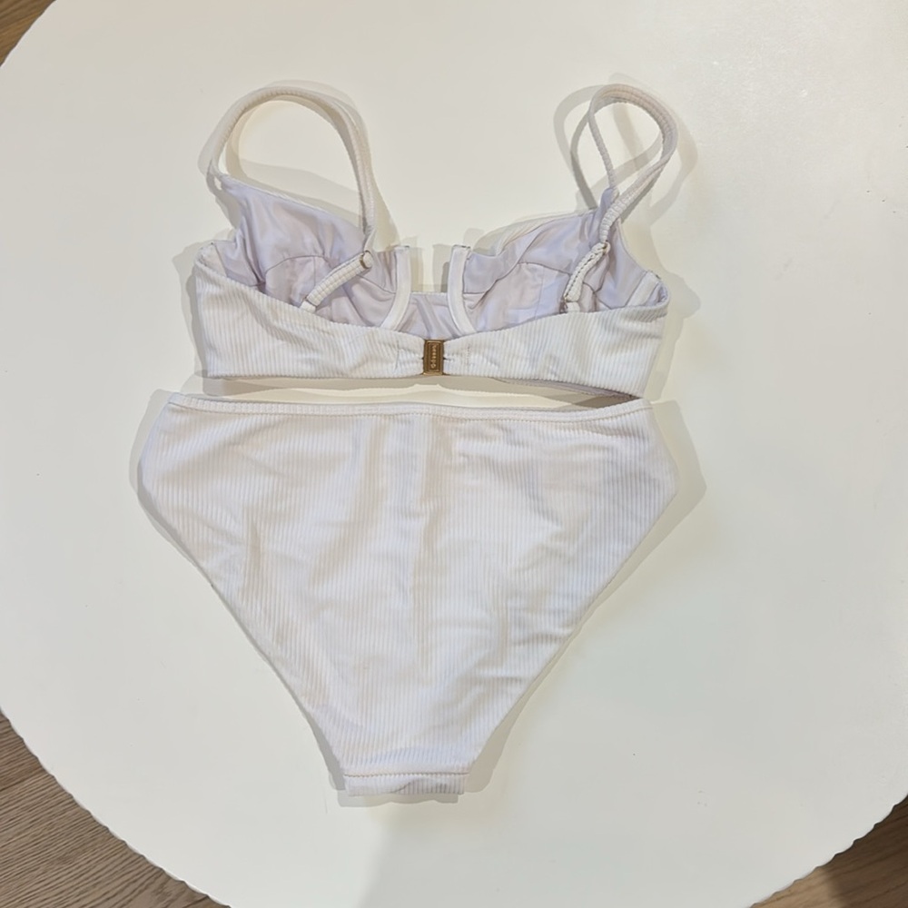 White Ribbed Bikini Set - Picture 2 of 3